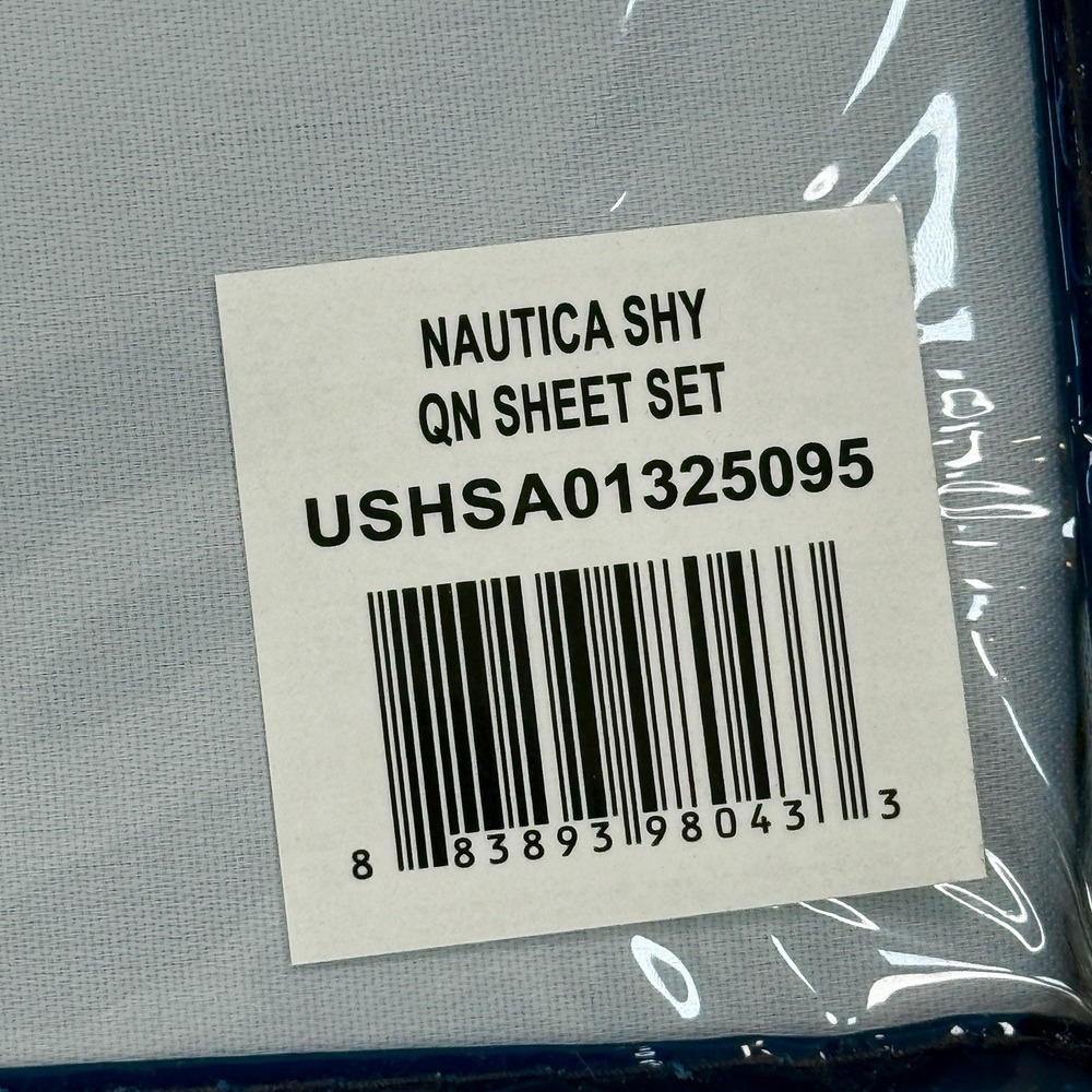 Nautica 4-Piece Queen Sheet Set 100% Cotton 300 Thread Count Solid Blue NEW - Picture 5 of 5